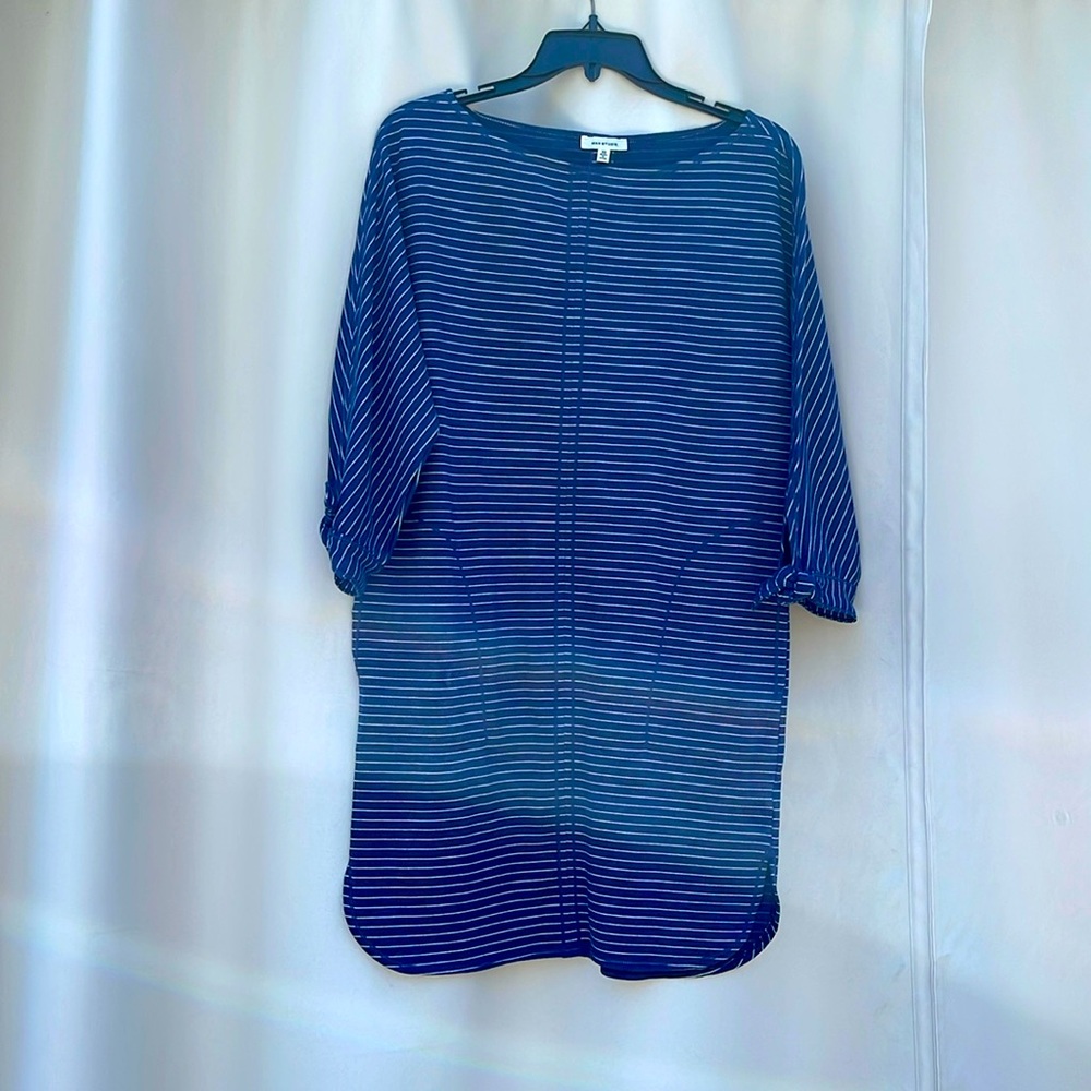 Blue & white striped t-shirt dress